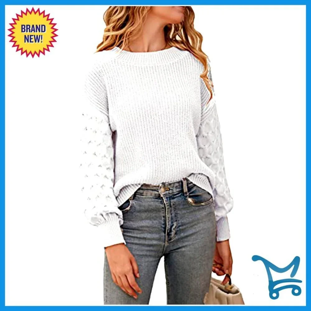 Chunky Knit Pullover Sweater Oversized Slouchy Boho Casual Winter Top